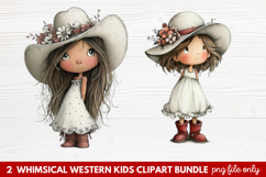 2 Whimsical Western Kids Clipart | Cute Cowboy &amp; Cowgirl PNG Product Image 1