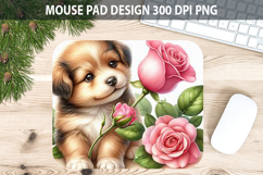 Watercolor Dog Mouse Pad Sublimation - Valentines PNG Product Image 1