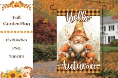 Cute Gnome Garden Flag, Hello Autumn Garden Flag Template Product Image 1