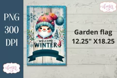 Welcome winter garden flag sublimation PNG | Cute gnome PNG Product Image 2