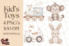 Kid’s Toy Clipart, Nursery Decor Png, Trucks, Rockets, Cars Product Image 1