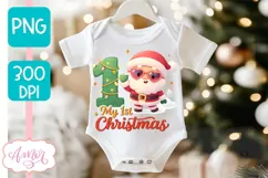 My first Christmas PNG for sublimation, Cute Santa PNG Product Image 3