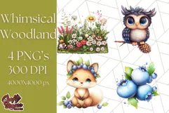 Whimsical Woodland Animals and Nature PNG, Forest Animals Product Image 1