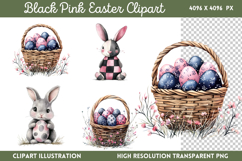 Black Pink Easter Clipart PNG Product Image 1
