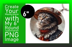 Playful Funny Feline Sublimation Circle Design Keychain Product Image 1