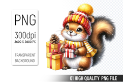 Watercolor Christmas Animals Clipart PNG Bundle, 37Designs Product Image 7