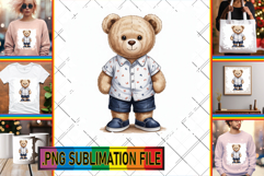 Bright Tote Bag Art Ideas PNG, Teddy Bear Product Image 1