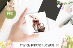 Vintage Easter Bunny PNG, Easter Eggs Square Coaster Product Image 1