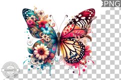 Vibrant Floral Butterfly Sublimation - Clipart PNG Design Product Image 1
