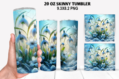 Florals Skinny Tumbler 20oz Wrap Design, Winter Tumbler PNG Product Image 1