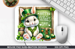 Bunny Mouse Pad Sublimation, St. Patrick&#039;s Mouse Pad PNG Product Image 1
