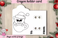 Christmas Bear in a glass Coloring Card svg, Crayon Holder Product Image 2