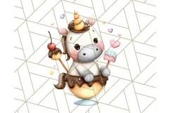Cute Dessert Unicorn PNG Clipart with Cupcakes & Candies Product Image 2