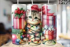Christmas Cat Tumbler Wrap - Christmas Tumbler PNG Design Product Image 1