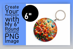 Charming Round Design Keychain PNG , Flowers Product Image 1
