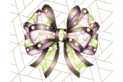 Muted Halloween Bow Clipart, Fall Ribbon PNG Autumn Hair Bow Product Image 2