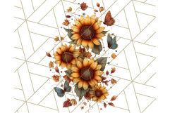 Sunflower and Butterfly PNG Clipart, Bright Jewel Tones Png Product Image 2