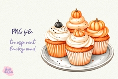 Cupcakes PNG Halloween Ghost Cafe Clipart Sublimation Product Image 1