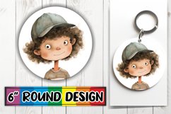 Boho Kids Circle, Keychain, Coaster Art Product Image 1