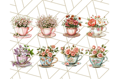 Vintage Floral Teacup Clipart PNG, Blooming Teacups Clip Art Product Image 6