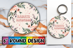 Luminous Circle Coasters Sublimation, Flower Quote Product Image 1