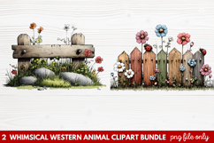 2 Whimsical Western Animal Clipart | Cute Cowboy Animals PNG Product Image 1
