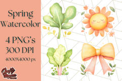 Pastel Watercolor Spring Clipart, Cheerful Floral Png Design Product Image 1