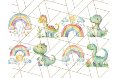 Watercolor Dinosaur and Rainbow PNG Clipart, Baby Nursery Product Image 6
