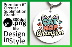 Chic Keychain Circle Design Template , Cat Quote Product Image 1