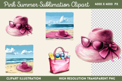 Pink Summer Sublimation Clipart Bundle PNG Product Image 15
