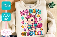 100 days of school PNg sublimation, Cute Unicorn PNG Product Image 2