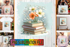 FUN PNG TSHIRT Designs, Book and flower Product Image 1