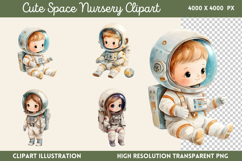 Cute Space Nursery Clipart Sublimation PNG Product Image 1