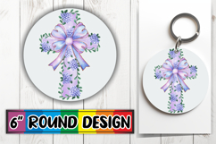 Joyful Circle Keychains for Gifts, Flower Cross Product Image 1