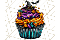 Halloween Cupcake PNG Clipart with Witch Hats and Ghosts Product Image 2