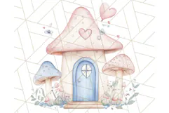 Pastel Blue Fairy Garden Clipart, Enchanted Cottagecore Png Product Image 2