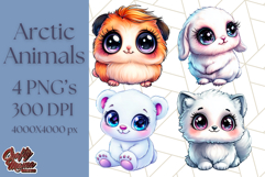 Arctic Animals Kawaii Clipart PNG, Cute Polar Creatures Art Product Image 1