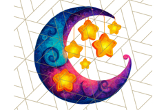 Whimsical Celestial Moon and Stars Clipart Constellation Png Product Image 2