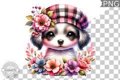 Dog With Flowers Sublimation - Clipart PNG Design Product Image 1