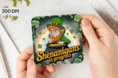 Shenanigans in Progress Square Coaster PNG Sublimation Desig Product Image 1