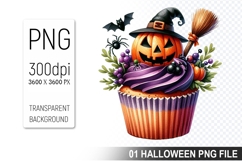 Cupcake With A Halloween Pumpkin, Halloween Clipart PNG File Product Image 1