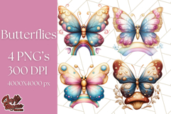 Jewel Toned Butterfly PNG Clipart, Vibrant Butterflies Product Image 1