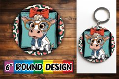 Circle of Joy Keychain Sublimation, Cute Cow Product Image 1