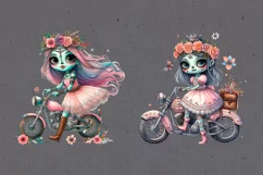 Watercolor Halloween Zombie Doll. PNG sublimation Product Image 2