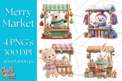 Cute Christmas Market Stall Clipart for Crafts PNG Product Image 1