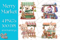 Cute Christmas Market Stall Clipart for Crafts PNG Product Image 1