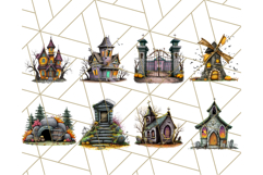 Halloween Buildings Clipart PNG, Haunted Houses Art Product Image 6