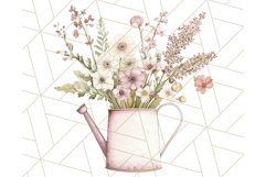 Watering Can Flowers PNG, Rustic Floral Watercolor Clipart Product Image 2