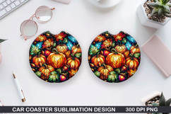 Pumpkin Car Coaster Sublimation| Halloween Coaster PNG Product Image 1