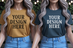 Christmas Bella Canvas 3001 Red and Kelly Green Shirt Mockup Product Image 1